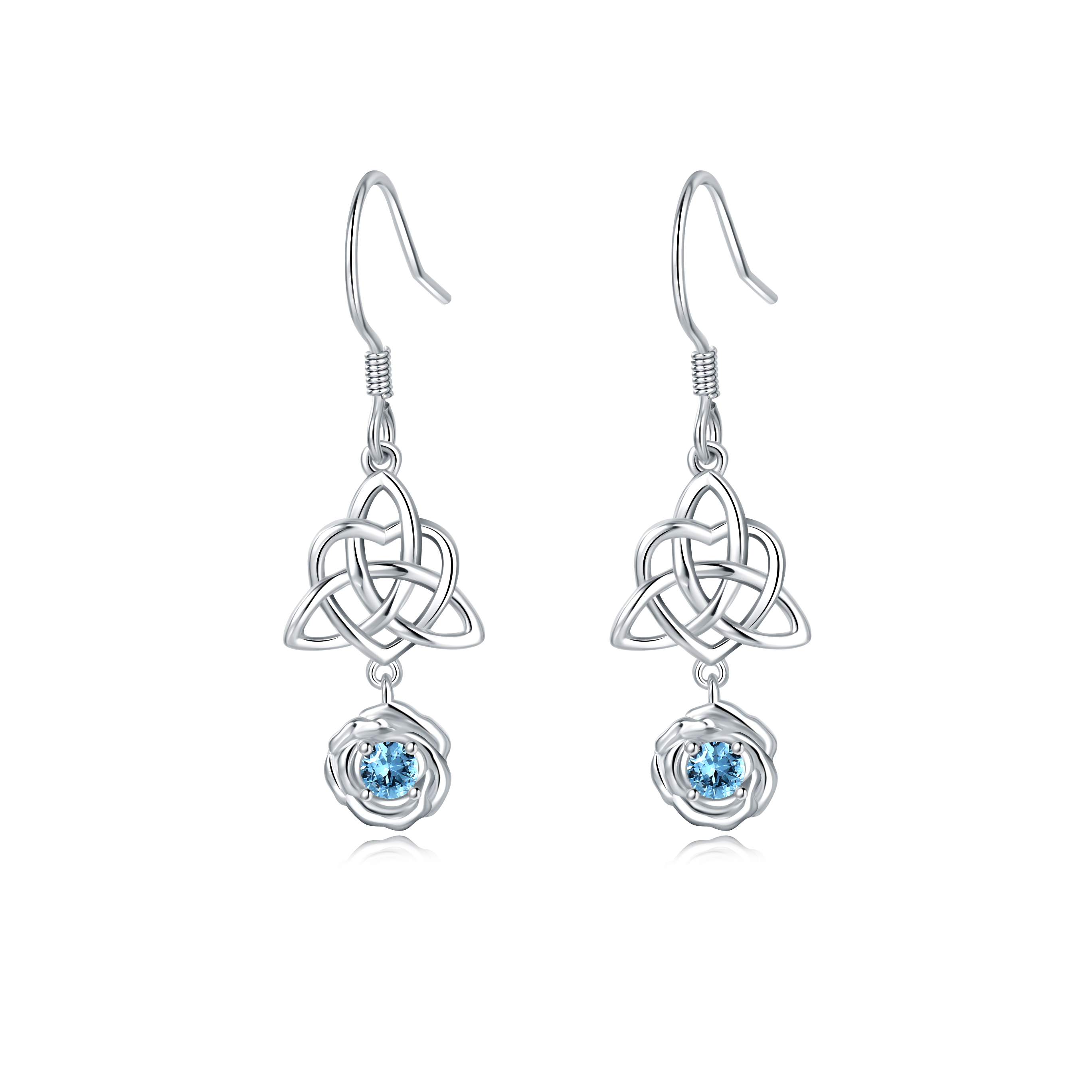 1 Pair Elegant Lady Modern Style Geometric Rose Inlay Sterling Silver Zircon Drop Earrings display picture 4