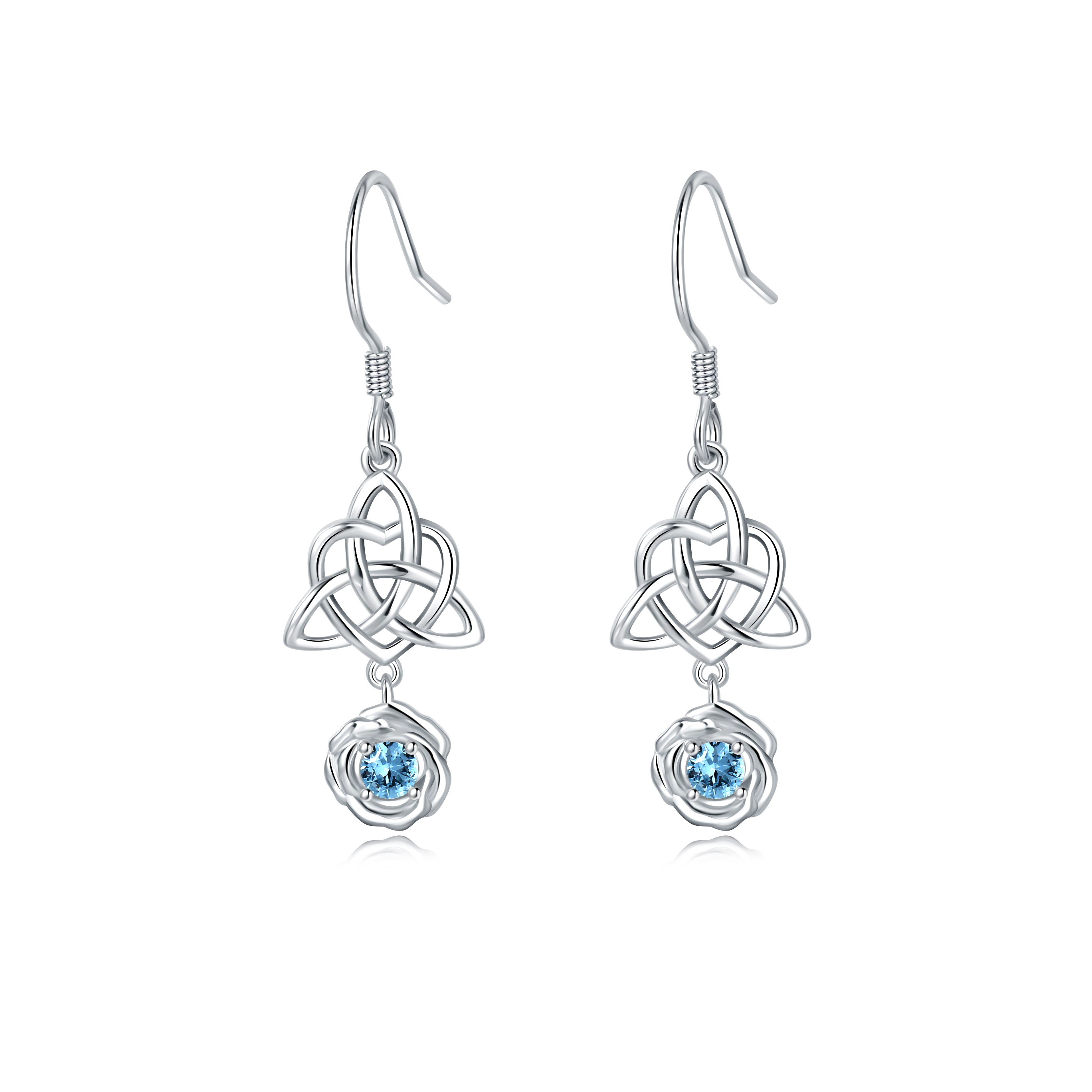 1 Paire Élégant Dame Style Moderne Géométrique Rose Incruster Argent Sterling Zircon Boucles D'oreilles display picture 4