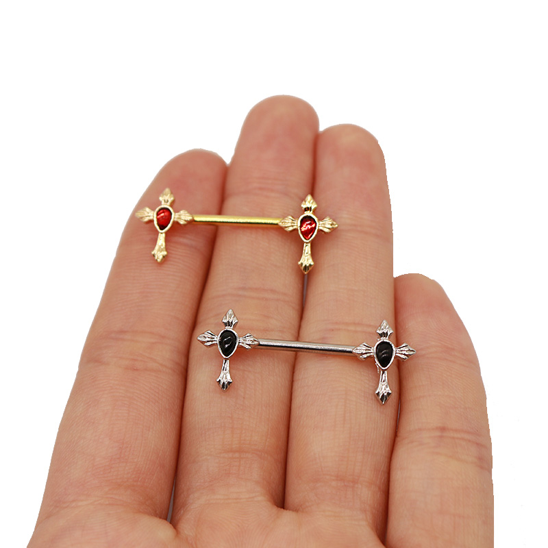 1 Piece Nipple Rings & Studs Punk Cross Heart Shape Spider Web Alloy Rhinestone Titanium Steel Epoxy Resin Glass White Gold Plated Gold Plated display picture 23