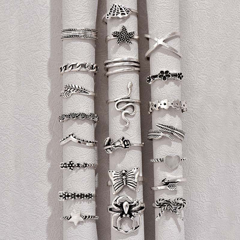 Wholesale Jewelry Modern Style Simple Style Classic Style Pentagram Heart Shape Flower Alloy Plating Rings display picture 1