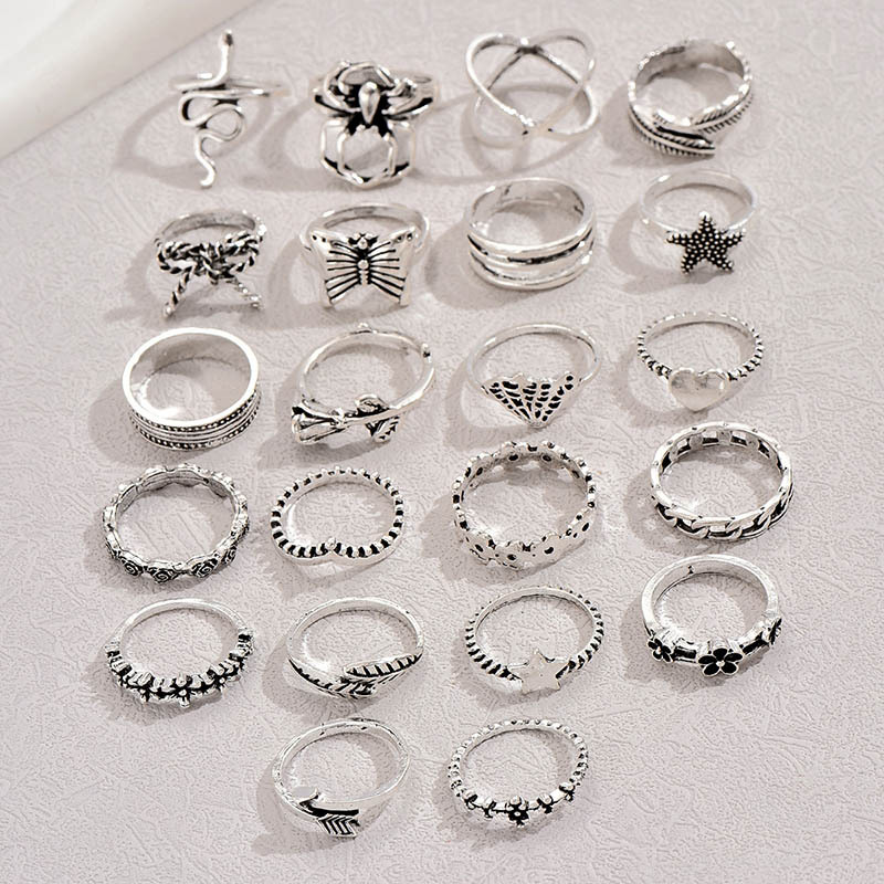 Wholesale Jewelry Modern Style Simple Style Classic Style Pentagram Heart Shape Flower Alloy Plating Rings display picture 4