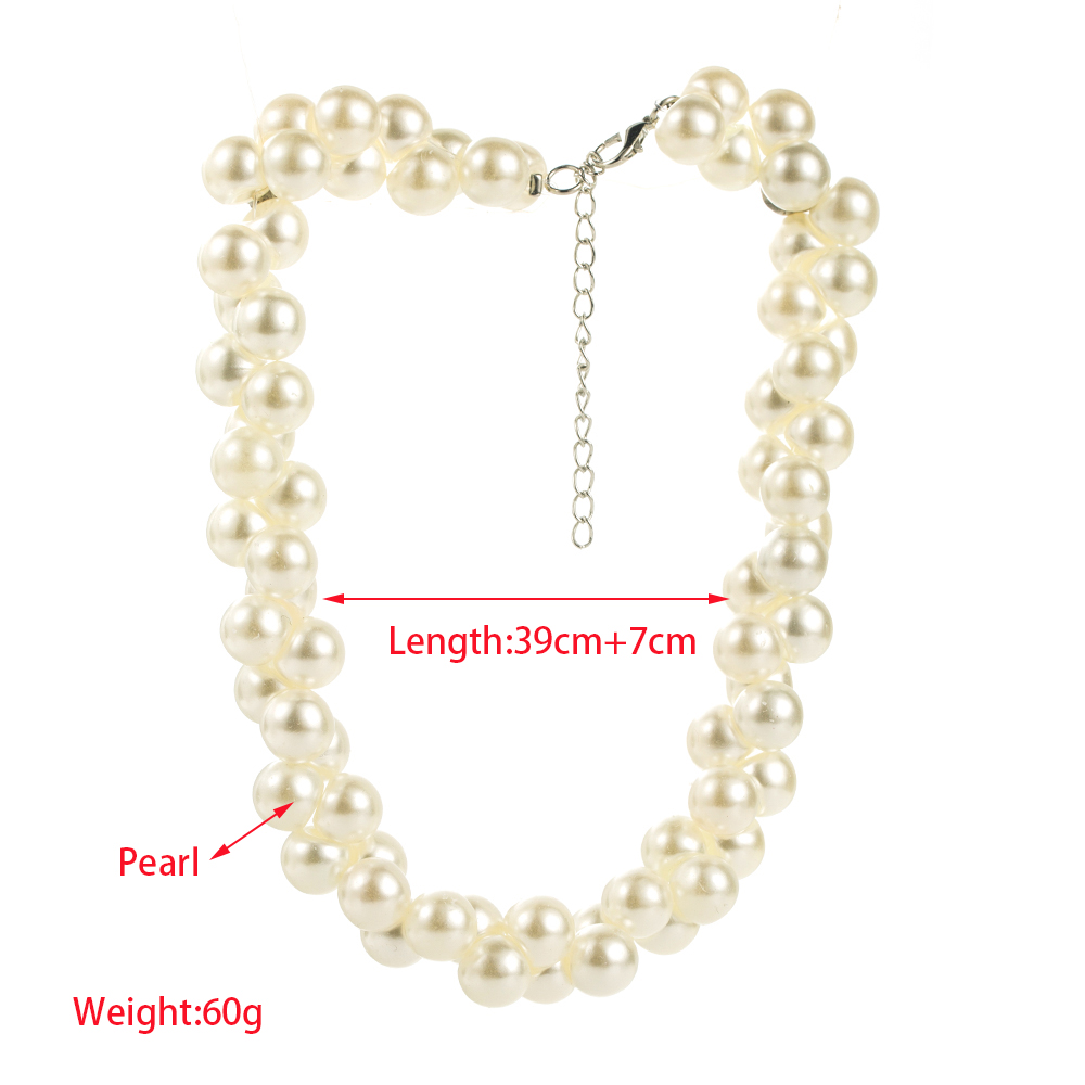 Bijoux En Gros Princesse Glamour Rond Perle Artificielle Alliage Strass Perle Plaqué Or 14K Placage Incruster Collier display picture 1