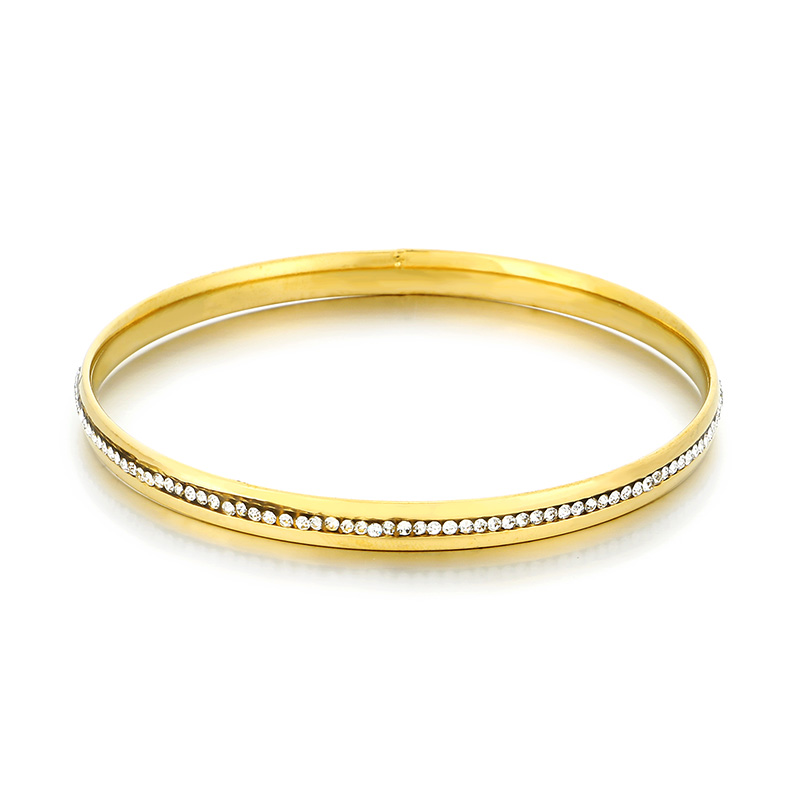 Simple Style Circle 304 Stainless Steel 18K Gold Plated Zircon Bangle In Bulk display picture 10