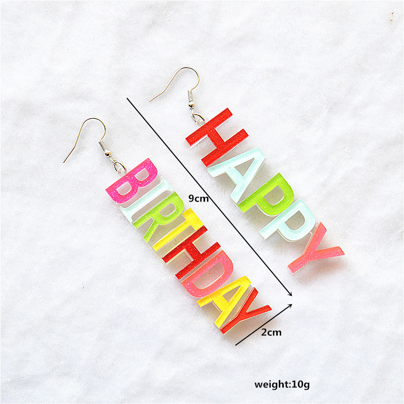 1 Pair Simple Style Classic Style Letter Cake Patchwork Arylic Metal Drop Earrings display picture 5