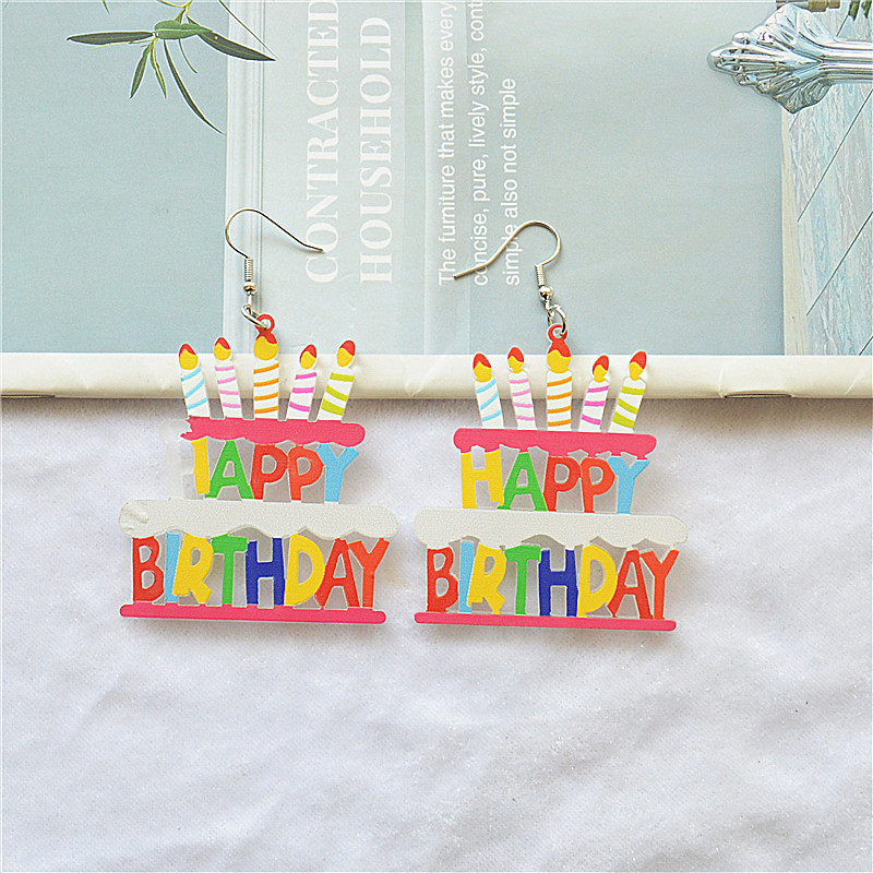 1 Pair Simple Style Classic Style Letter Cake Patchwork Arylic Metal Drop Earrings display picture 4