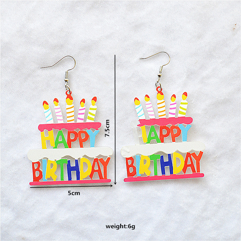 1 Pair Simple Style Classic Style Letter Cake Patchwork Arylic Metal Drop Earrings display picture 6