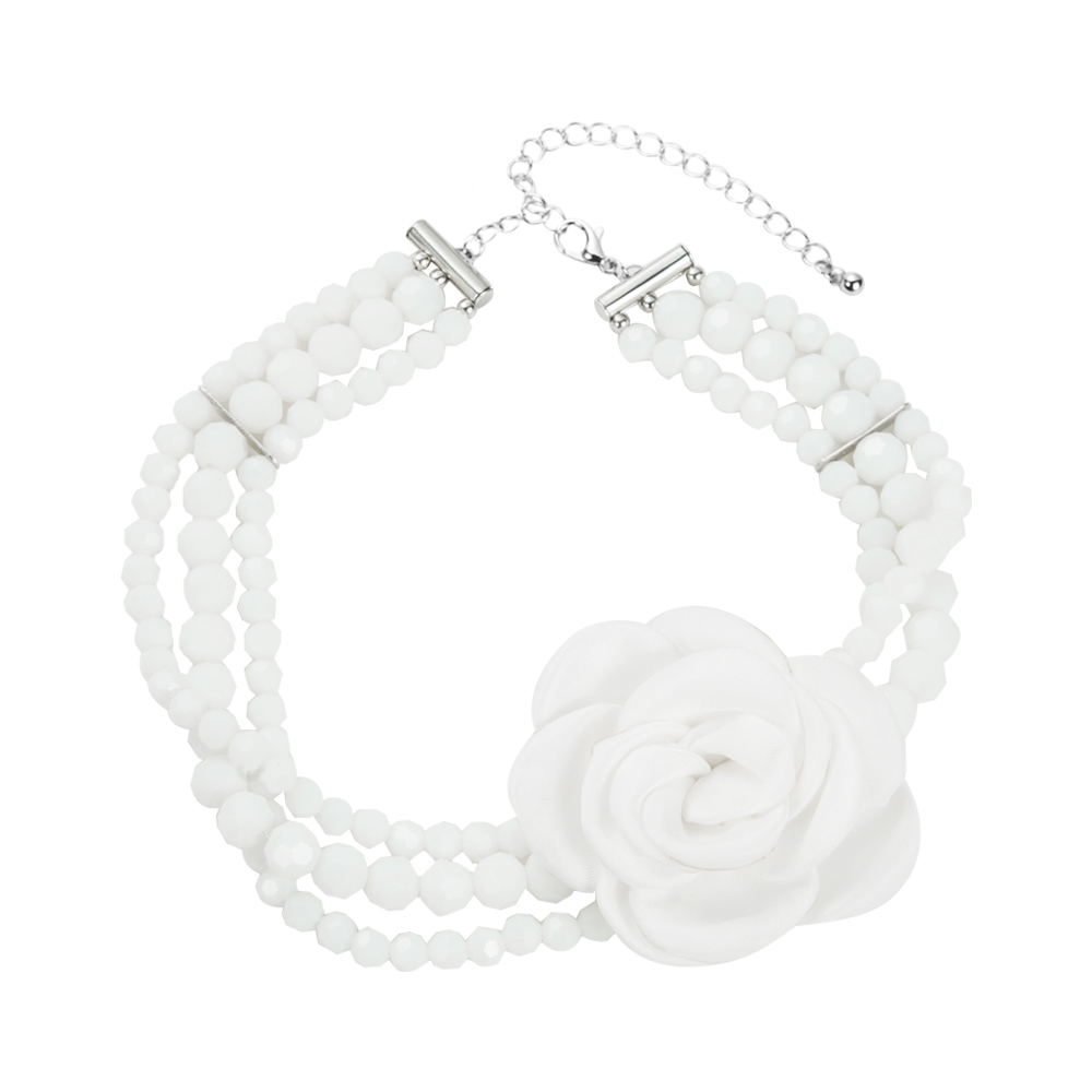 Bijoux En Gros Élégant Dame Sucré Fleur Cristal Artificiel Perlé Collier Ras De Cou display picture 6