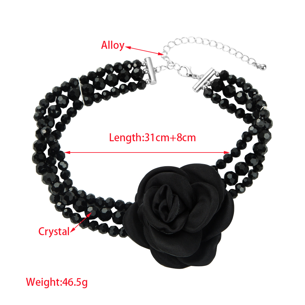 Bijoux En Gros Élégant Dame Sucré Fleur Cristal Artificiel Perlé Collier Ras De Cou display picture 1