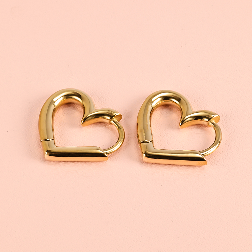 1 Pair Basic Simple Style Classic Style Round Heart Shape Polishing Plating 316 Stainless Steel  18K Gold Plated Ear Clip display picture 17
