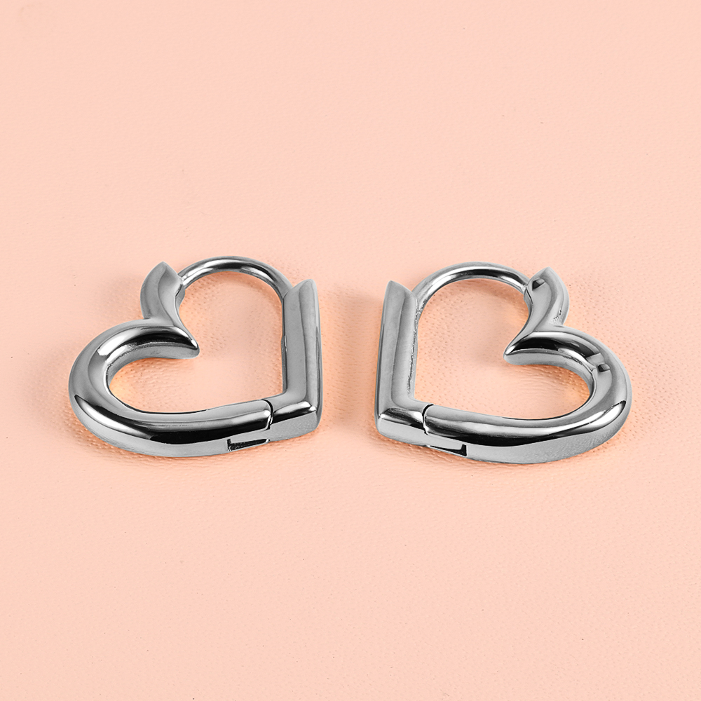 1 Pair Basic Simple Style Classic Style Round Heart Shape Polishing Plating 316 Stainless Steel  18K Gold Plated Ear Clip display picture 21