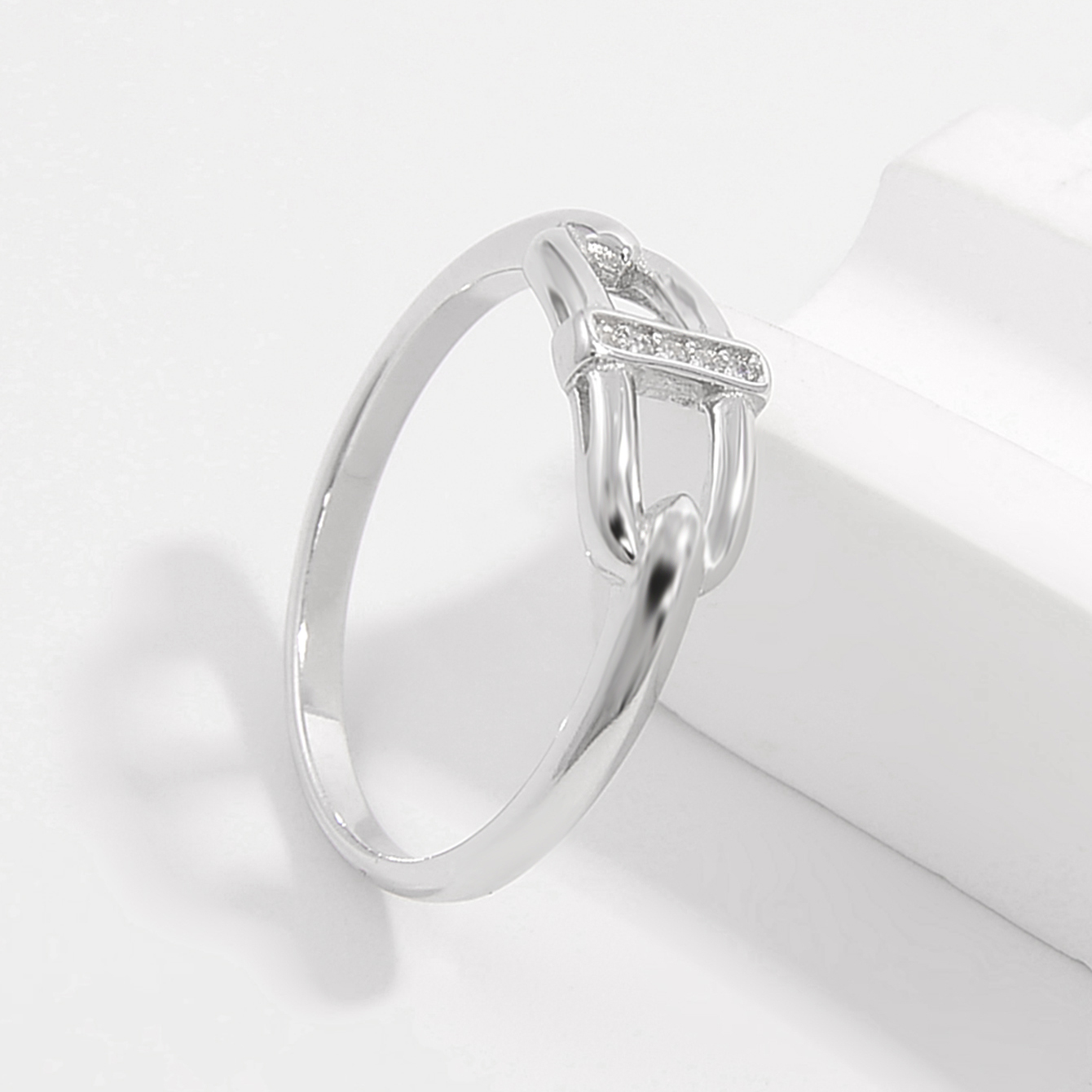 Sterling Silver White Gold Plated IG Style Basic Modern Style Plating Inlay Solid Color Zircon Rings display picture 1