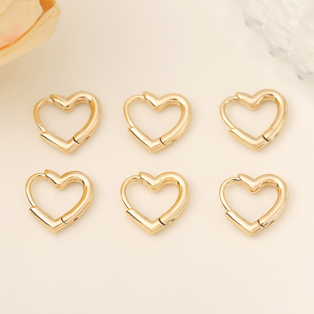 1 Pair 1.2*1.2CM Copper 18K Gold Plated Heart Shape Jewelry Buckle display picture 1