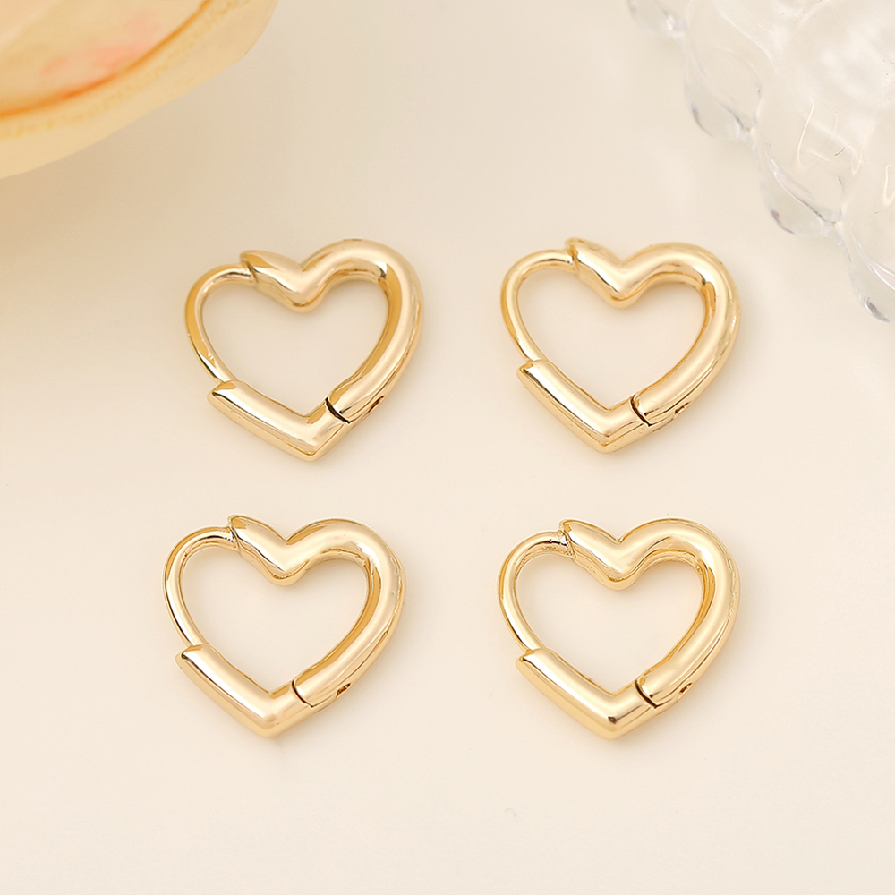 1 Pair 1.2*1.2CM Copper 18K Gold Plated Heart Shape Jewelry Buckle display picture 4