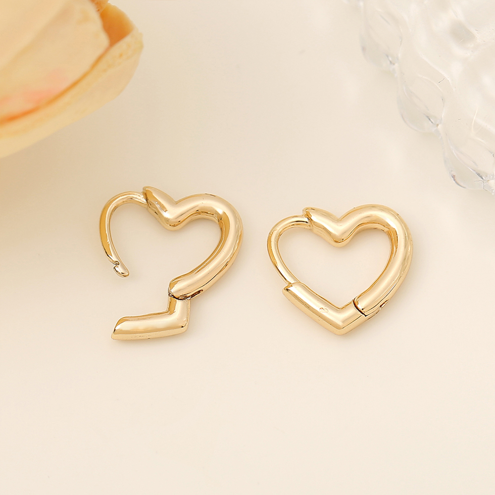 1 Pair 1.2*1.2CM Copper 18K Gold Plated Heart Shape Jewelry Buckle display picture 3