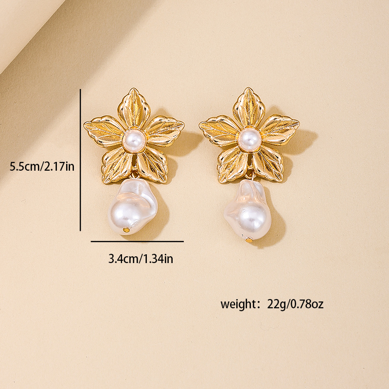 1 Paire Style Simple Style Classique Fleur Incruster Alliage De Zinc Perle Boucles D'oreilles display picture 5