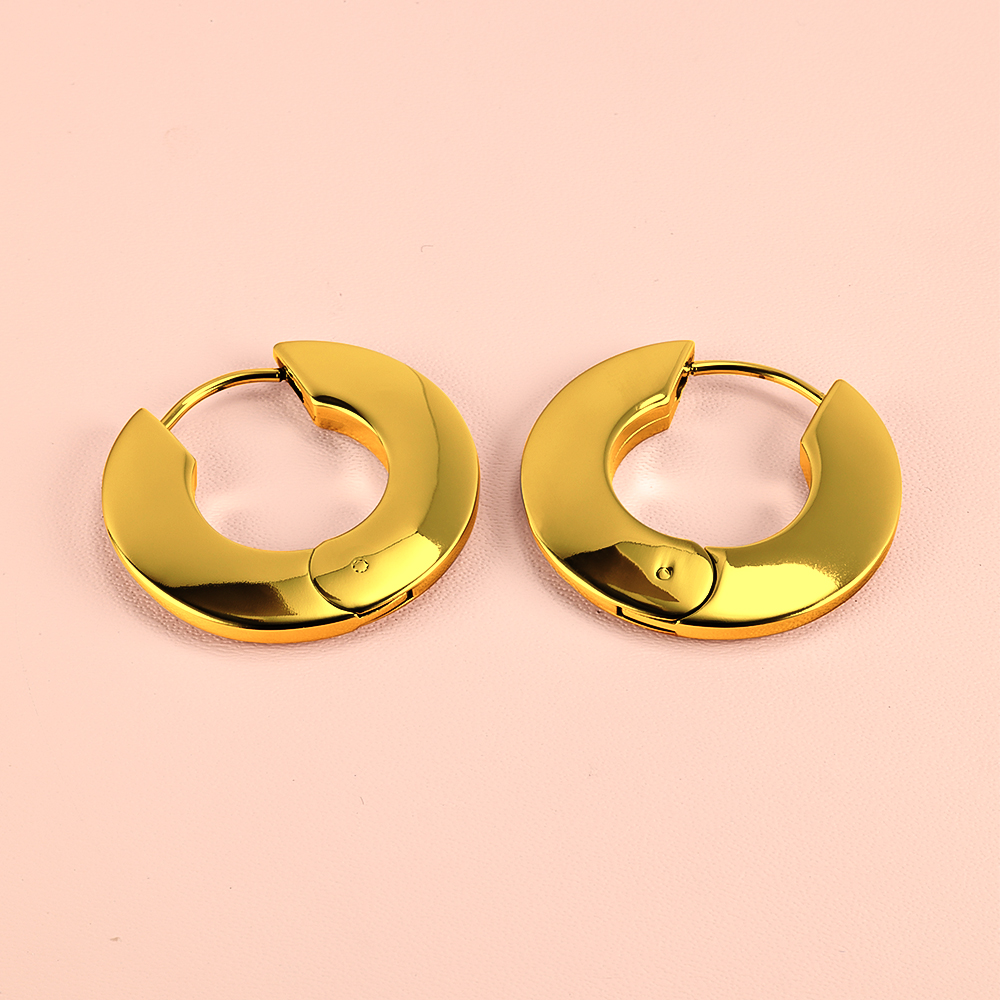 1 Pair Basic Simple Style Classic Style Round Heart Shape Polishing Plating 316 Stainless Steel  18K Gold Plated Ear Clip display picture 4