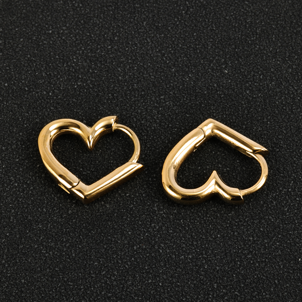 1 Pair Basic Simple Style Classic Style Round Heart Shape Polishing Plating 316 Stainless Steel  18K Gold Plated Ear Clip display picture 19