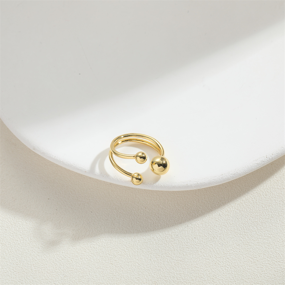 Großhandel Einfacher Stil Runden Herzform Kupfer 14 Karat Vergoldet Offener Ring display picture 4