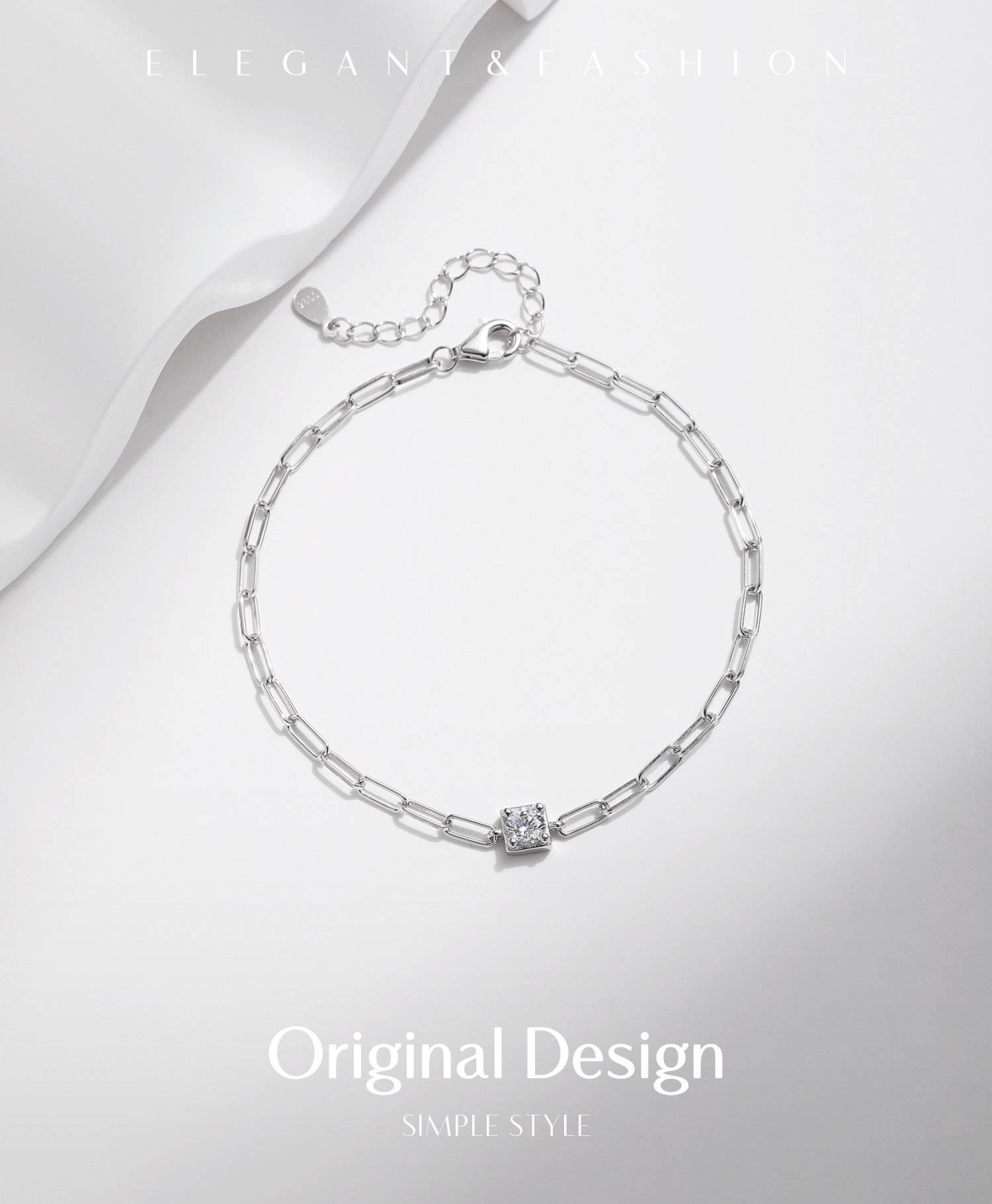 Sterling Silber Versilbert Elegant Einfacher Stil Klassischer Stil Inlay Quadrat Moissanit Armbänder display picture 5