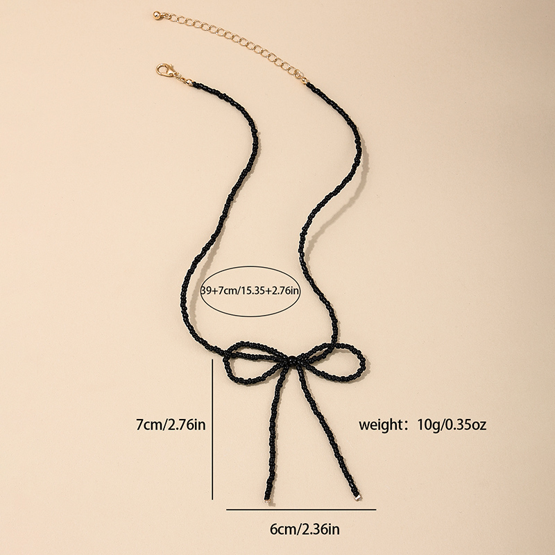 Großhandel Schmuck Einfacher Stil Klassischer Stil Bogenknoten Glas Glas Perlen Halskette Mit Anhänger display picture 5