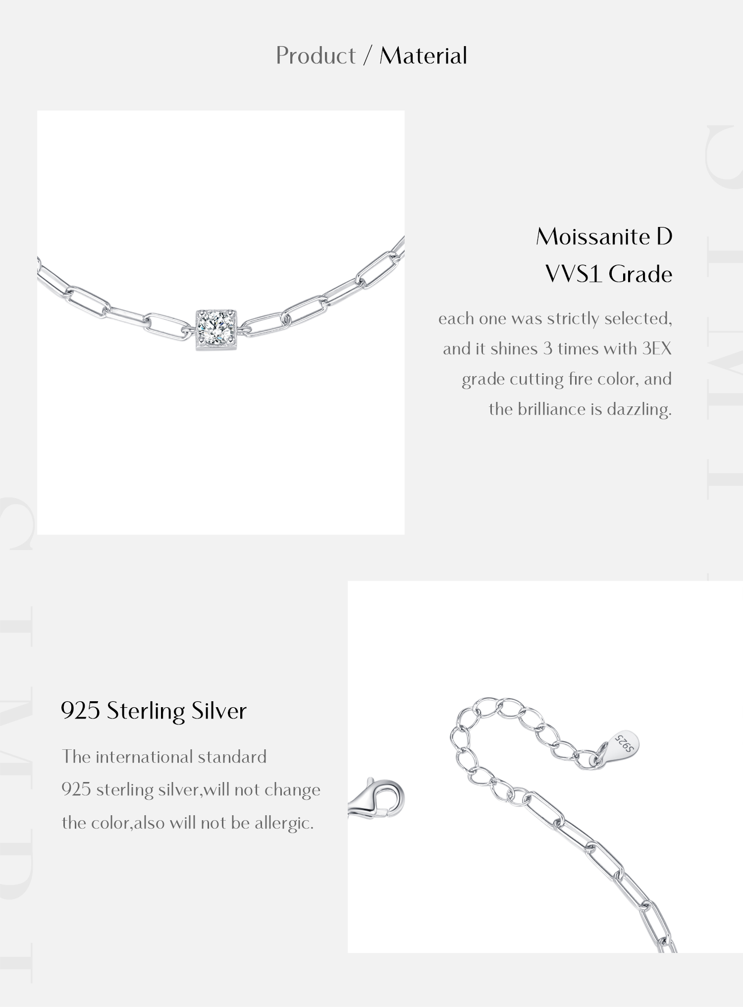 Sterling Silber Versilbert Elegant Einfacher Stil Klassischer Stil Inlay Quadrat Moissanit Armbänder display picture 7