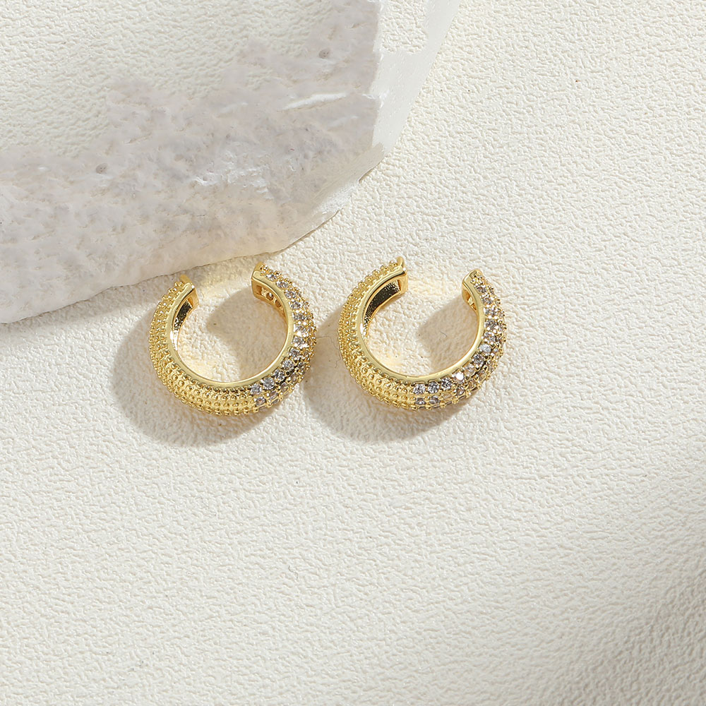 1 Pair Simple Style Geometric Inlay Copper Zircon 14K Gold Plated Ear Studs display picture 3