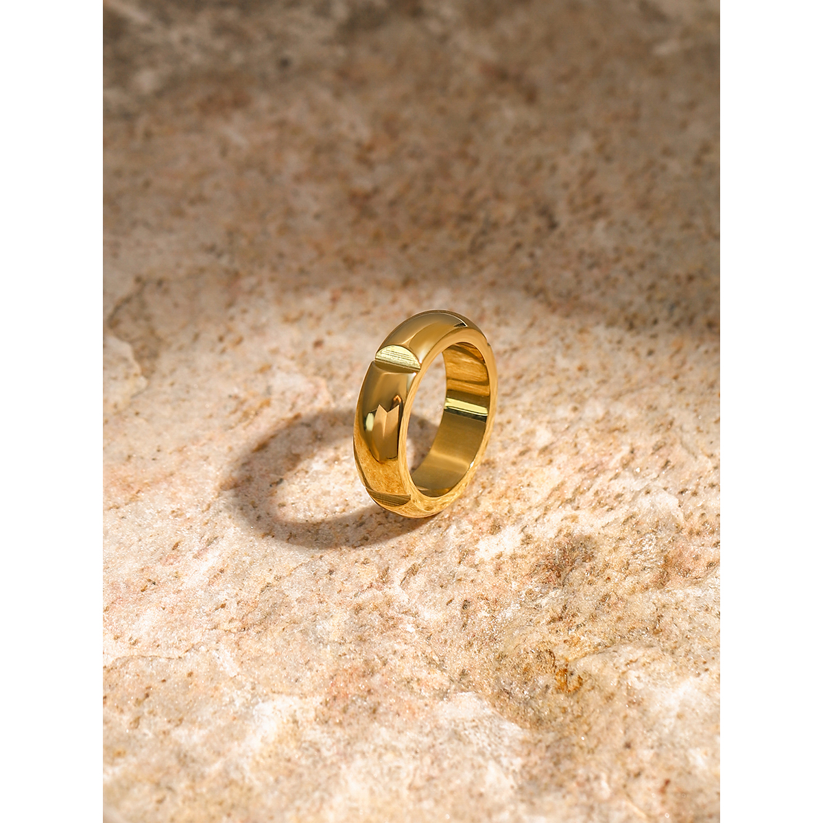 304 Stainless Steel 18K Gold Plated Simple Style Classic Style Plating Solid Color Rings display picture 1