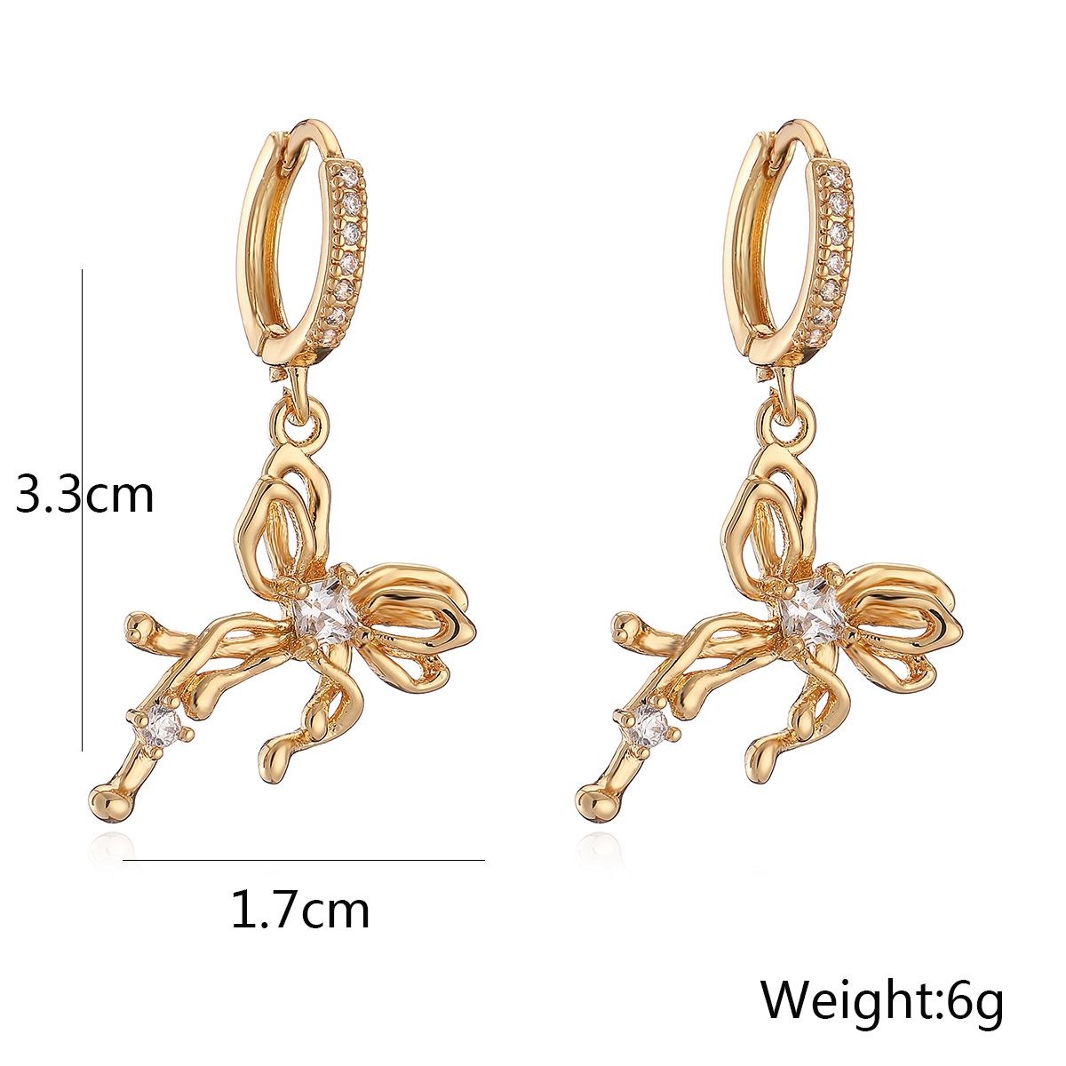1 Pair Sweet Simple Style Commute Bow Knot Inlay Copper Zircon 18K Gold Plated White Gold Plated Drop Earrings display picture 1