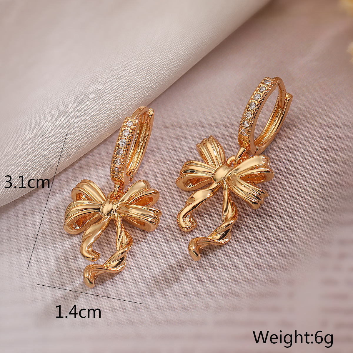 1 Pair Sweet Simple Style Commute Bow Knot Inlay Copper Zircon 18K Gold Plated White Gold Plated Drop Earrings display picture 3