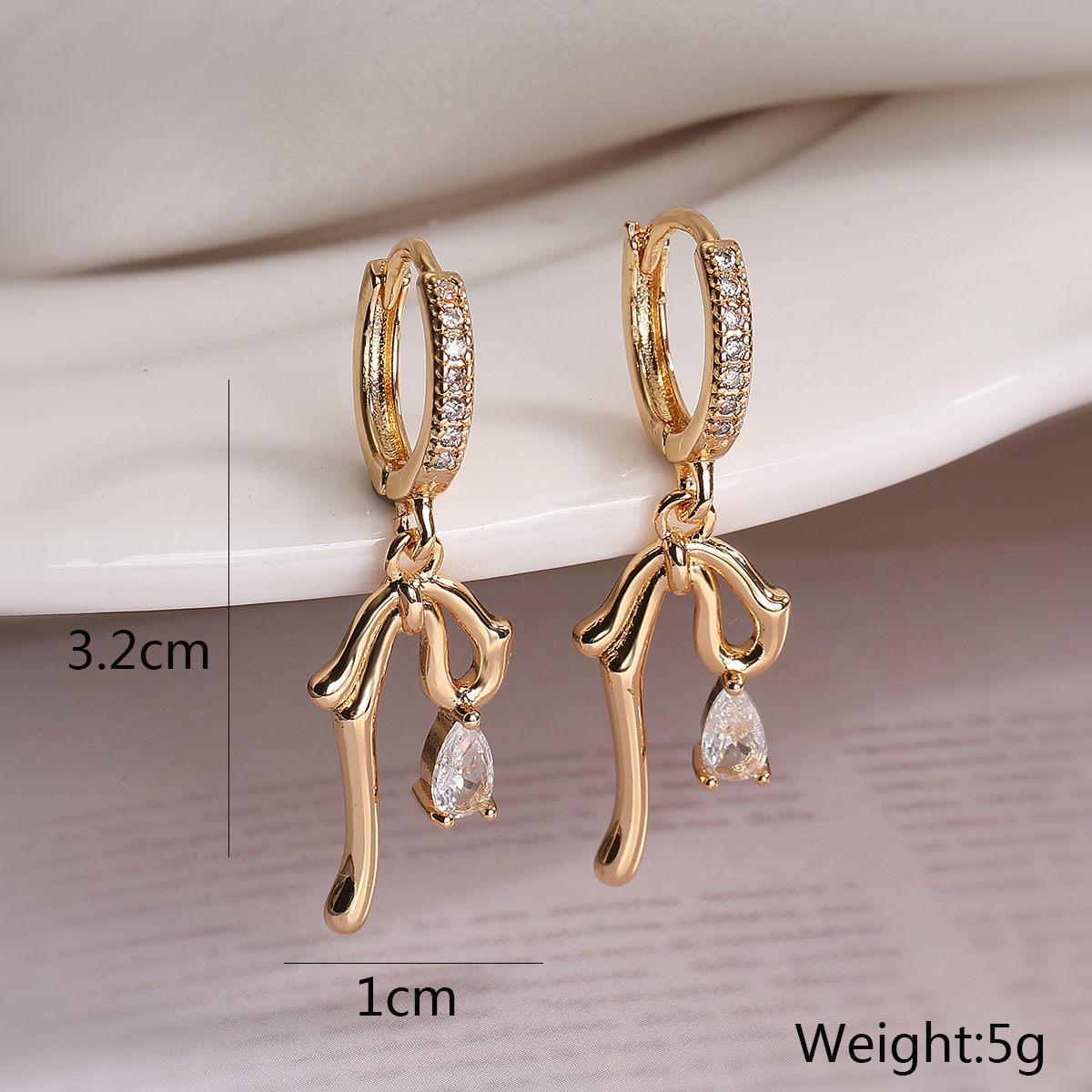 1 Pair Sweet Simple Style Commute Bow Knot Inlay Copper Zircon 18K Gold Plated White Gold Plated Drop Earrings display picture 2