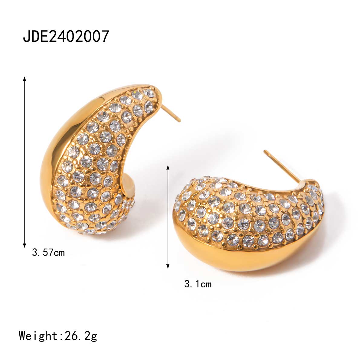 1 Pair Simple Style Classic Style Water Droplets Inlay 316 Stainless Steel  18K Gold Plated Ear Studs display picture 1