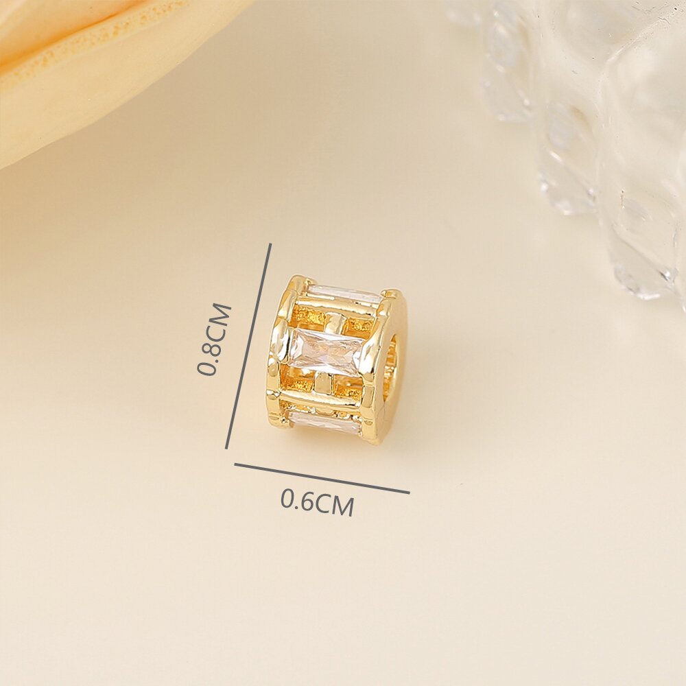 1 Piece 8 * 6mm 3.5mm Copper Zircon 18K Gold Plated Round Polished Beads Spacer Bars display picture 2