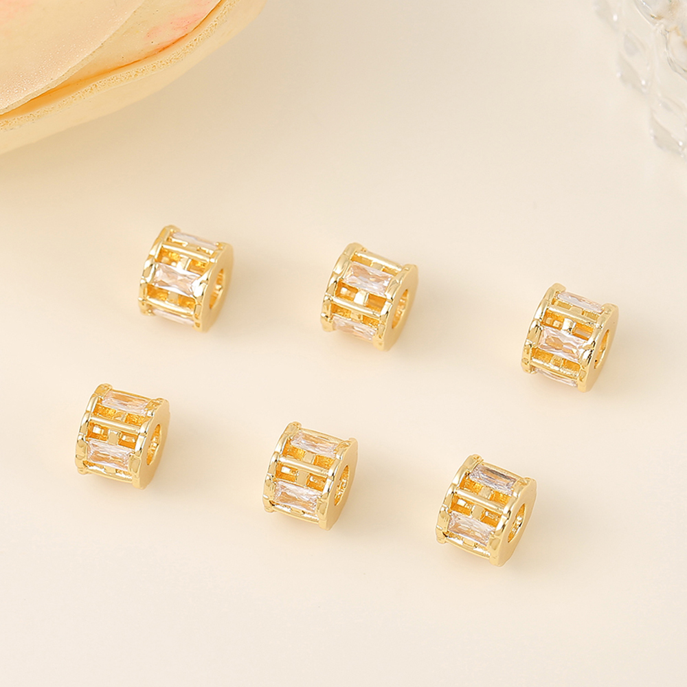 1 Piece 8 * 6mm 3.5mm Copper Zircon 18K Gold Plated Round Polished Beads Spacer Bars display picture 1