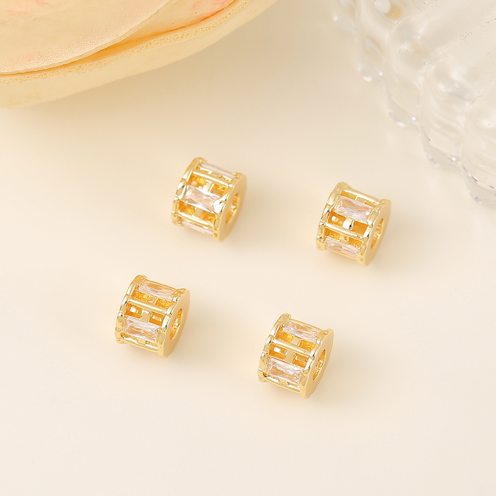 1 Piece 8 * 6mm 3.5mm Copper Zircon 18K Gold Plated Round Polished Beads Spacer Bars display picture 3