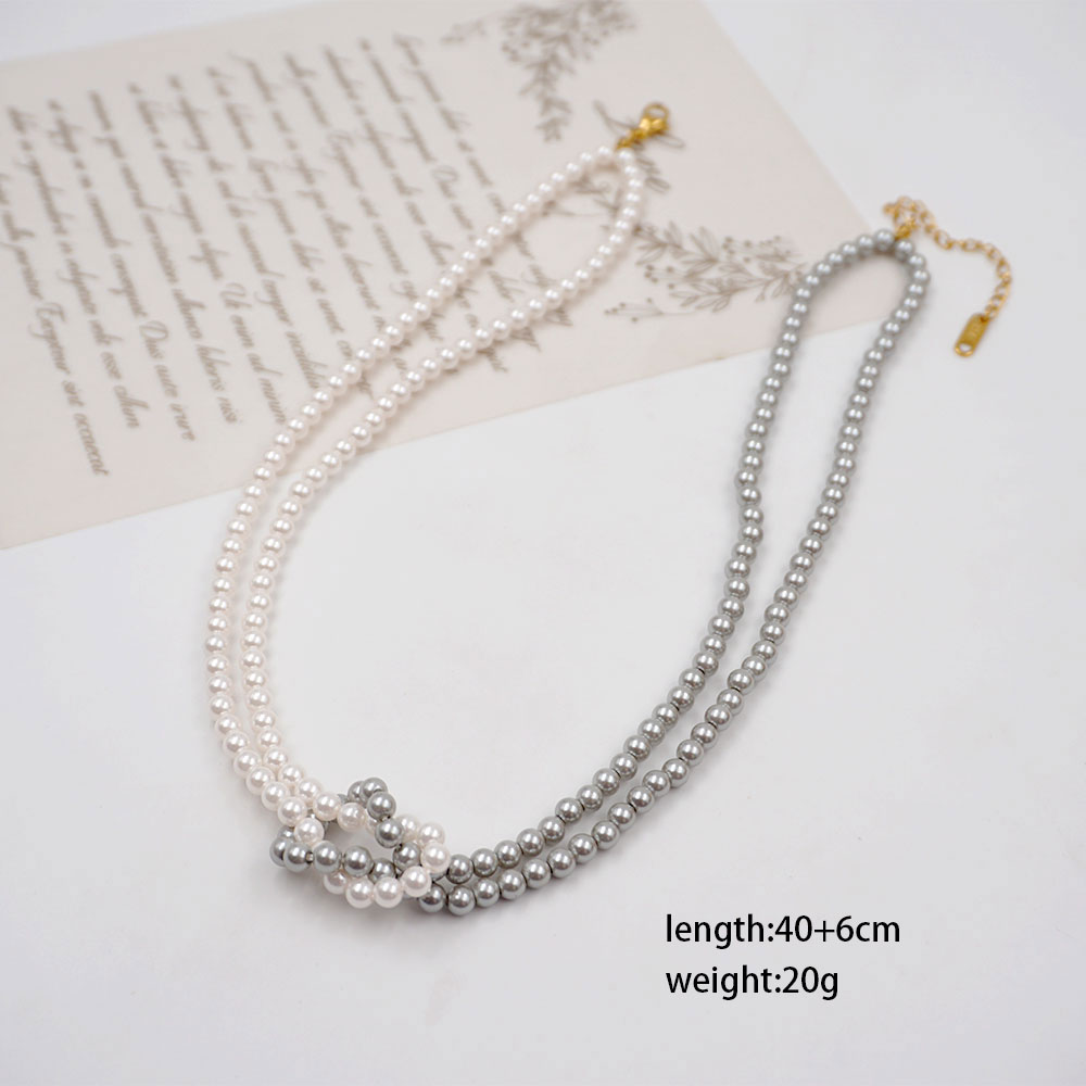304 Stainless Steel Imitation Pearl Titanium Steel Gold Plated Vintage Style Handmade Geometric Necklace display picture 3