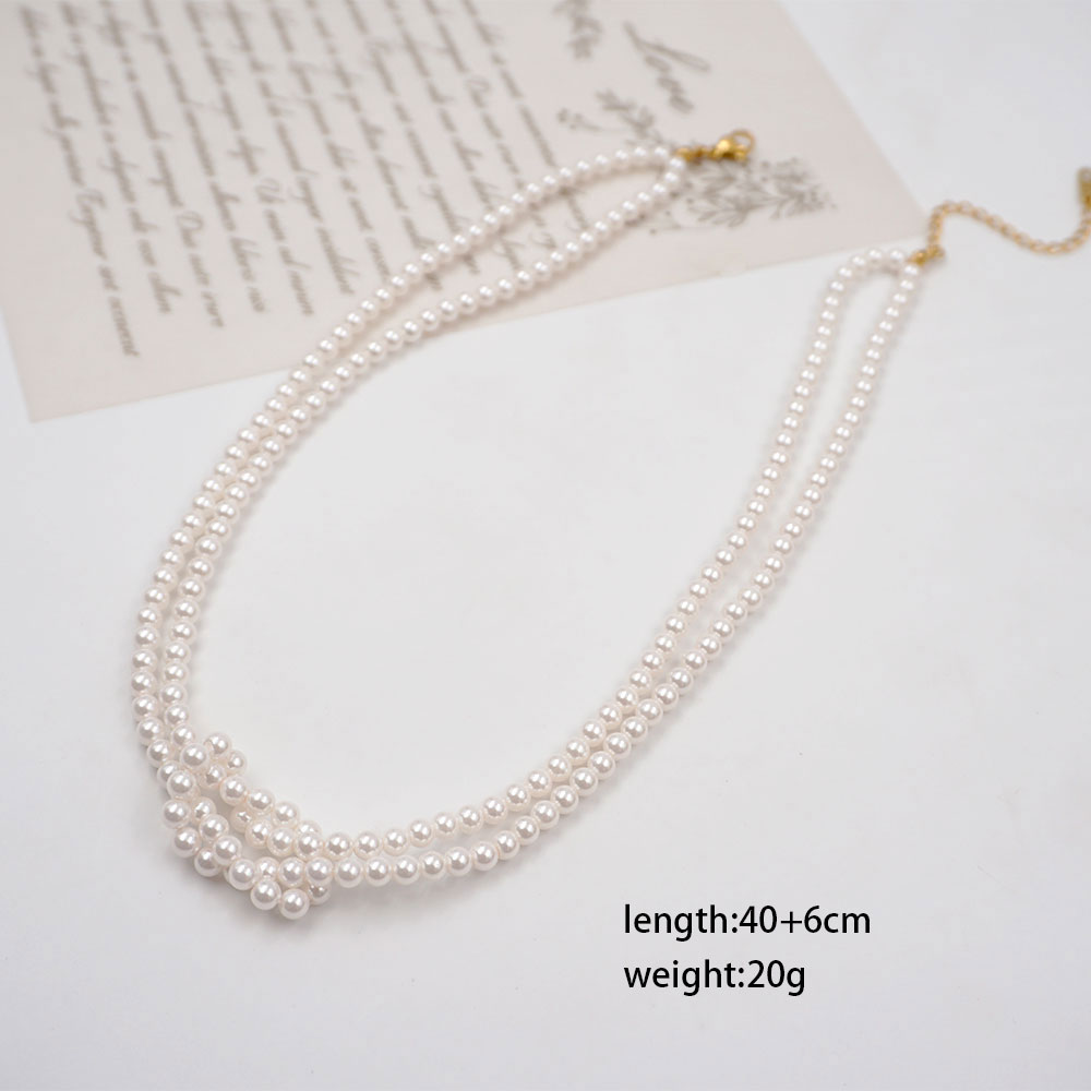 304 Stainless Steel Imitation Pearl Titanium Steel Gold Plated Vintage Style Handmade Geometric Necklace display picture 4