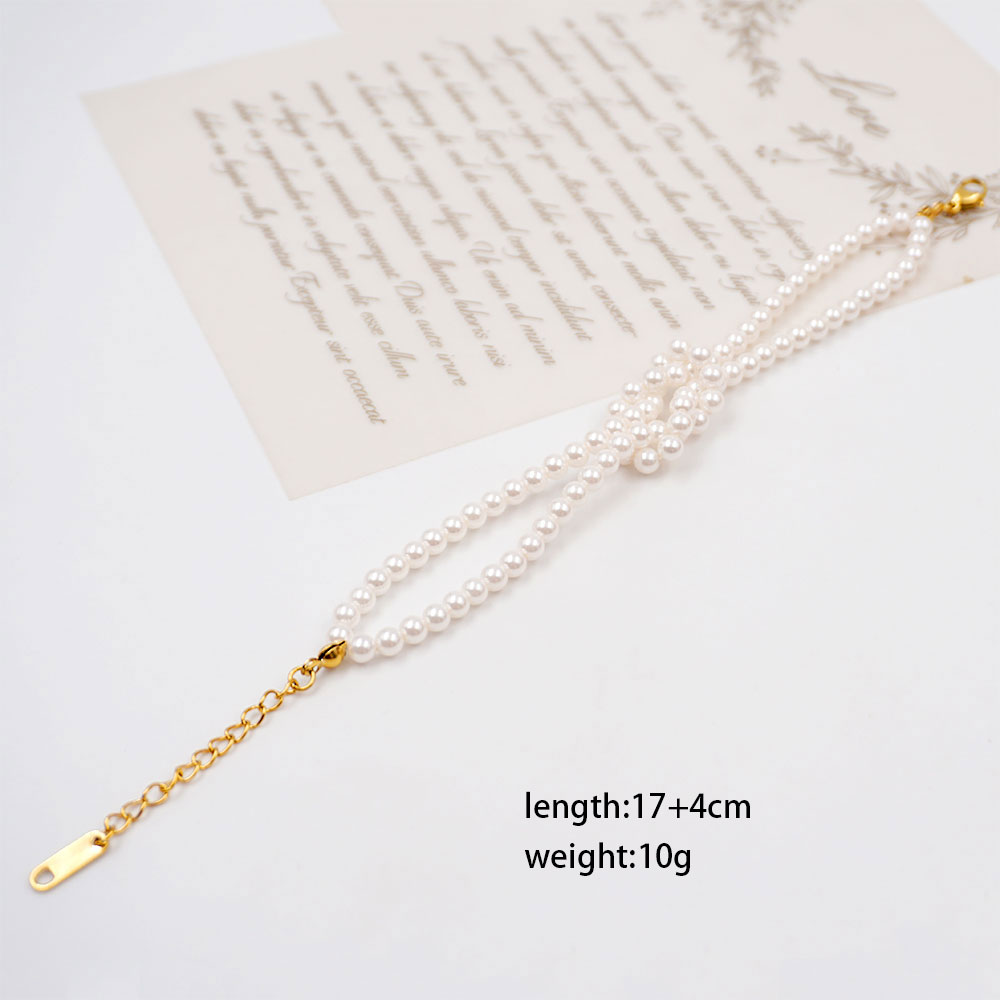 304 Stainless Steel Imitation Pearl Titanium Steel Gold Plated Vintage Style Handmade Geometric Necklace display picture 5