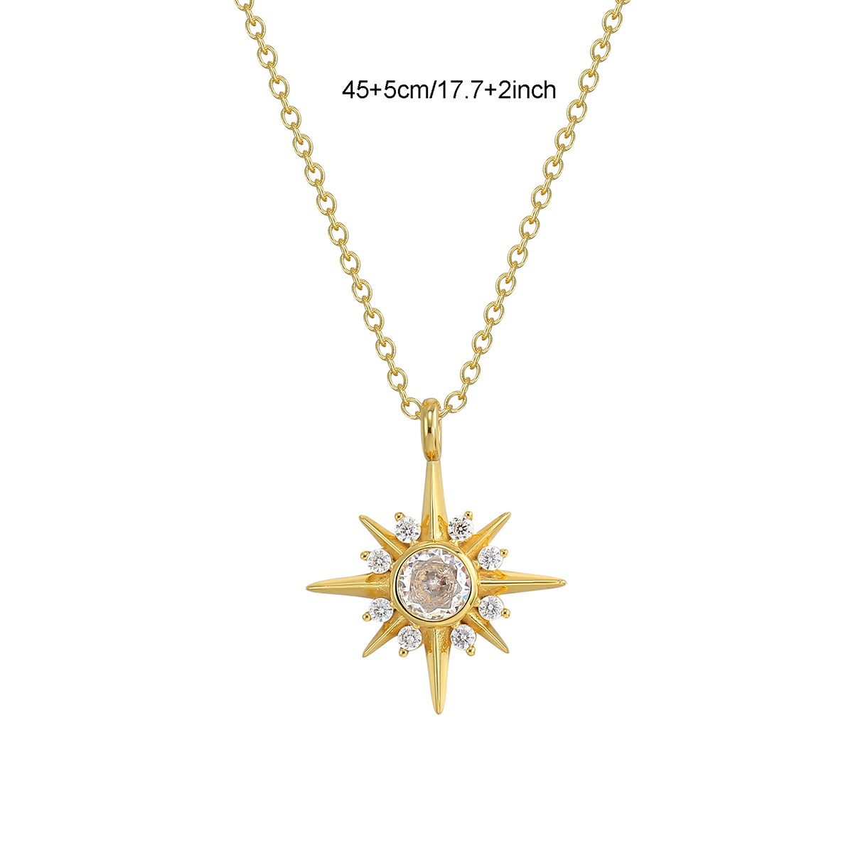 Sterling Silver 18K Gold Plated Simple Style Inlay Sun Star Heart Shape Zircon Pendant Necklace display picture 17