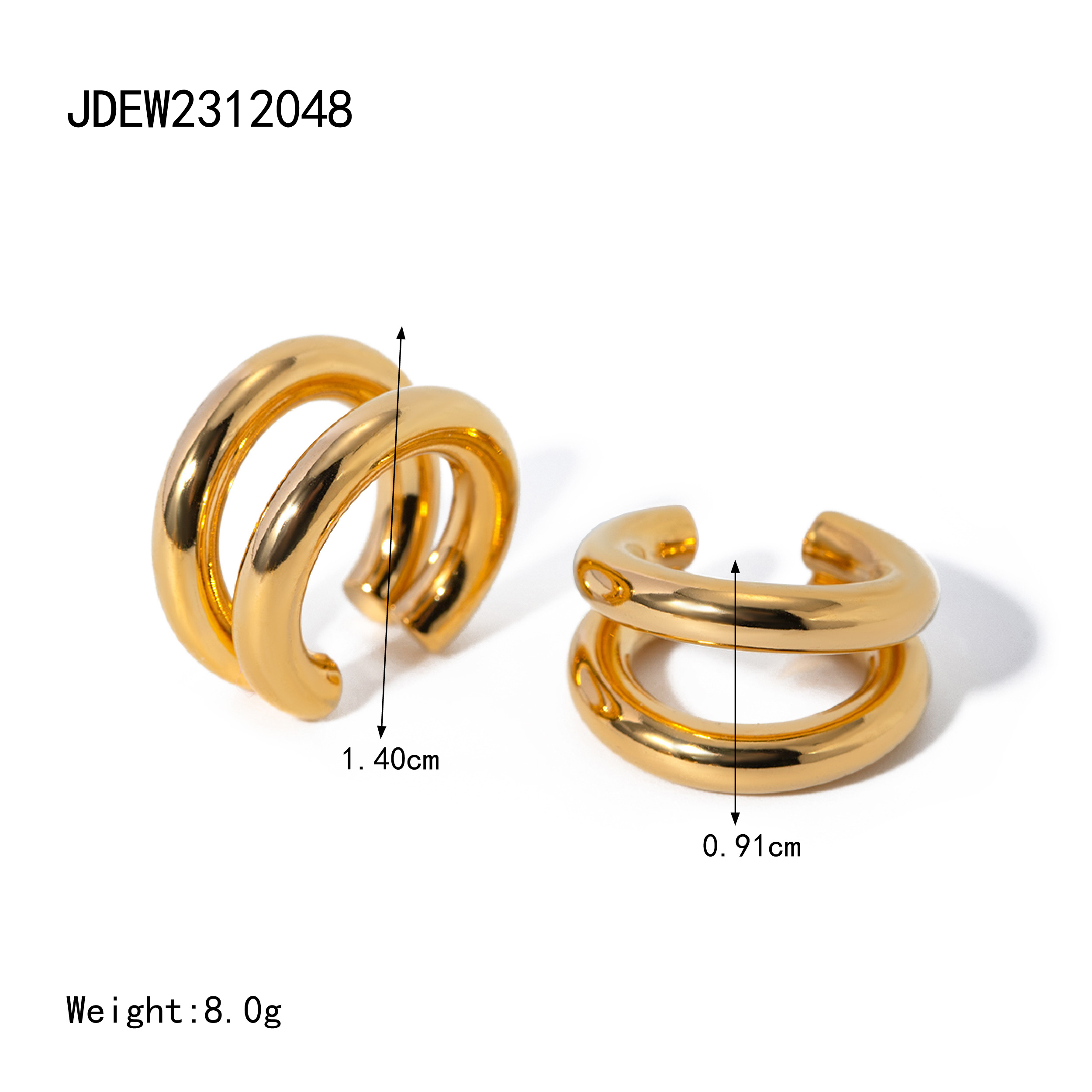 1 Pair Simple Style Classic Style Solid Color Plating 304 Stainless Steel 18K Gold Plated Ear Cuffs display picture 7