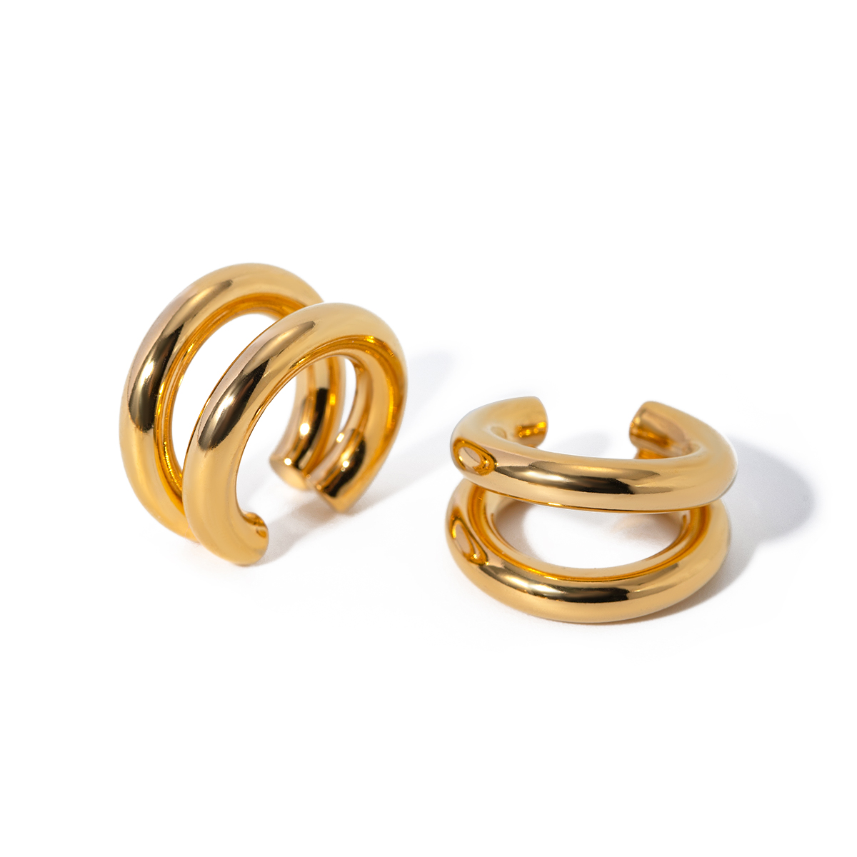 1 Pair Simple Style Classic Style Solid Color Plating 304 Stainless Steel 18K Gold Plated Ear Cuffs display picture 4