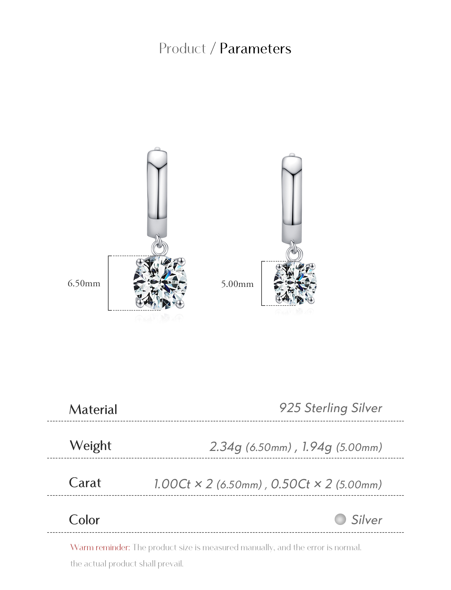 1 Pair Elegant Glam Round Plating Inlay Sterling Silver Moissanite Silver Plated Drop Earrings display picture 9