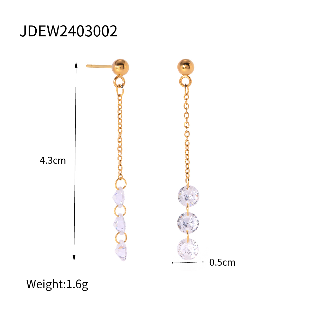 1 Pair Simple Style Classic Style Solid Color Plating 304 Stainless Steel 18K Gold Plated Drop Earrings display picture 1