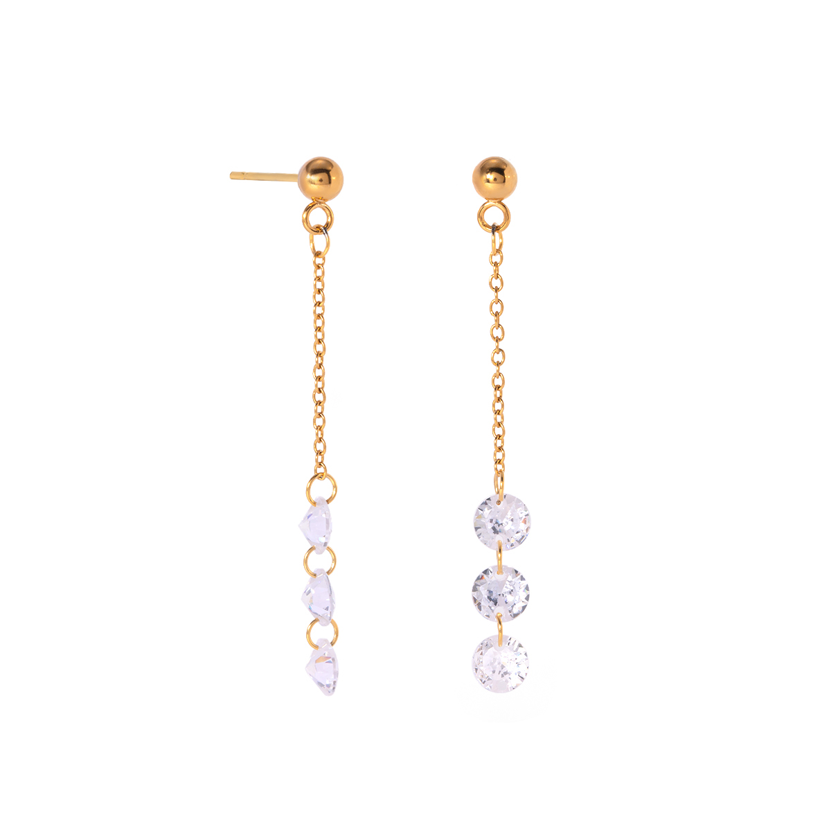 1 Pair Simple Style Classic Style Solid Color Plating 304 Stainless Steel 18K Gold Plated Drop Earrings display picture 6