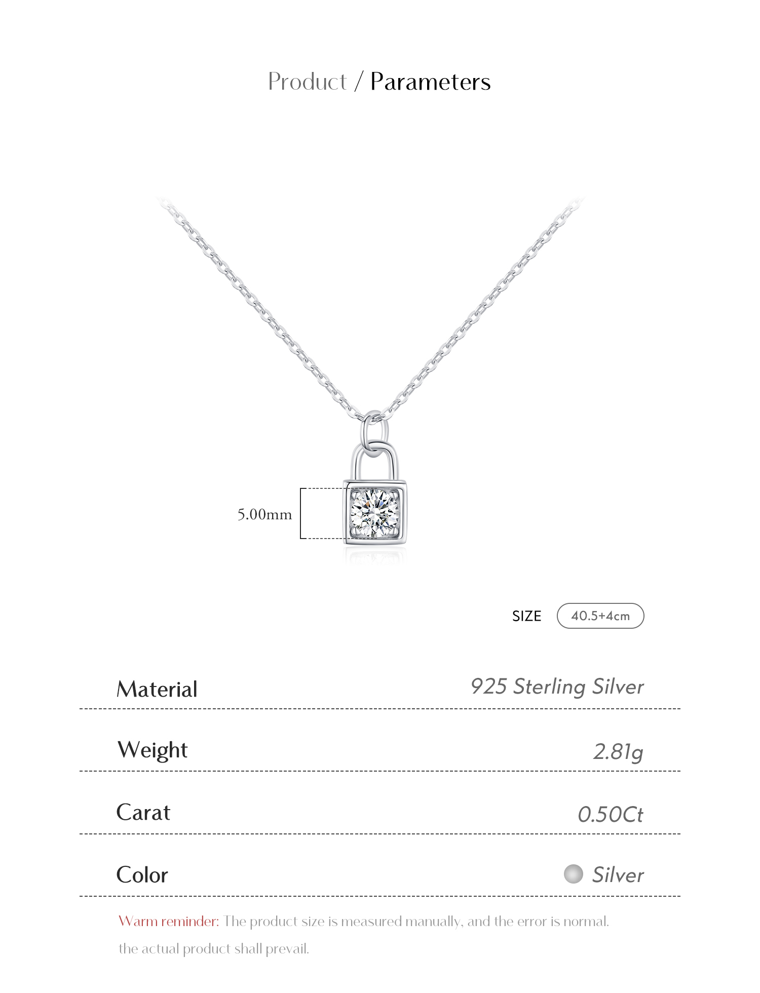 Sterling Silver Silver Plated Simple Style Shiny Plating Inlay Lock Moissanite Pendant Necklace display picture 8