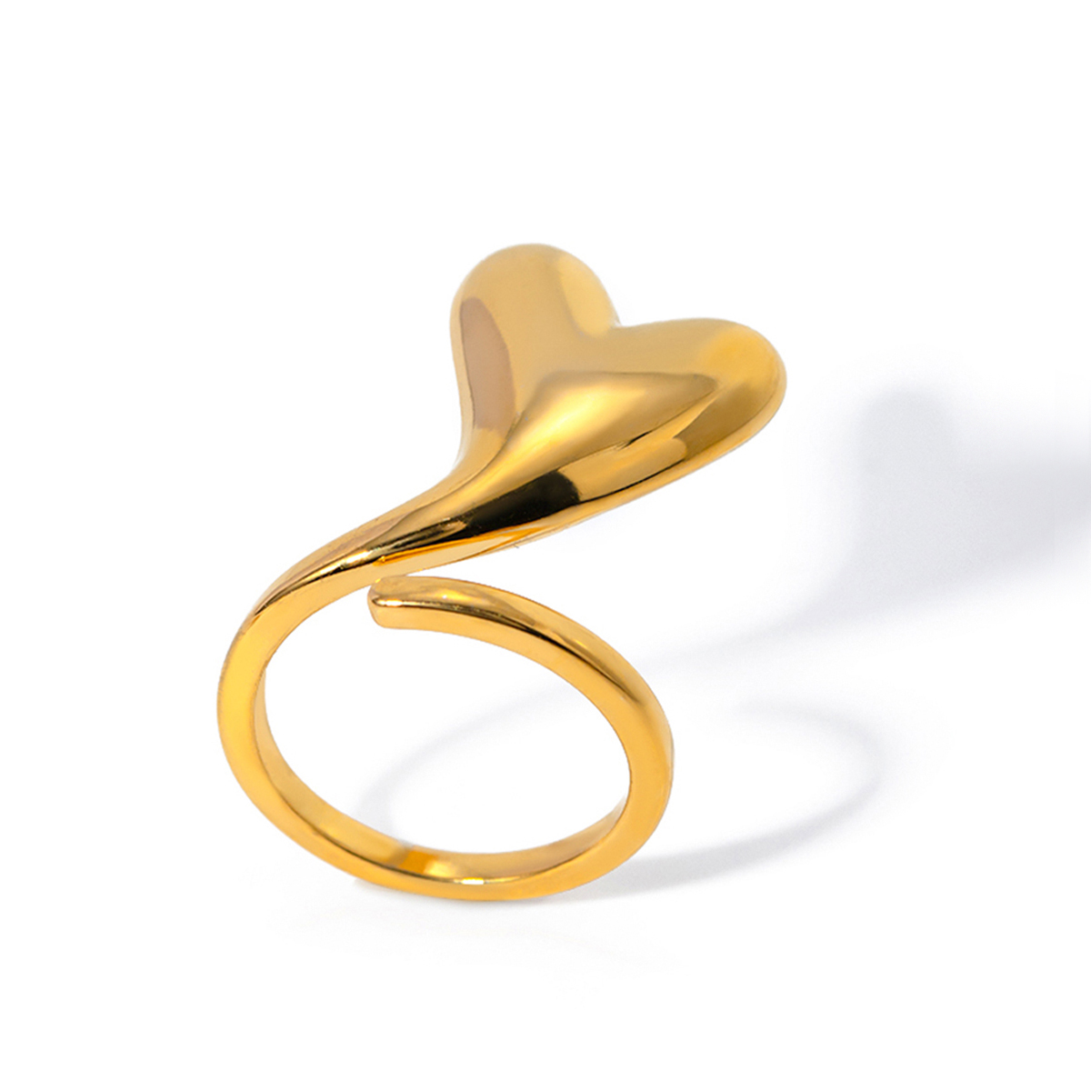 304 Stainless Steel 18K Gold Plated Simple Style Classic Style Hollow Out Heart Shape Rings display picture 3