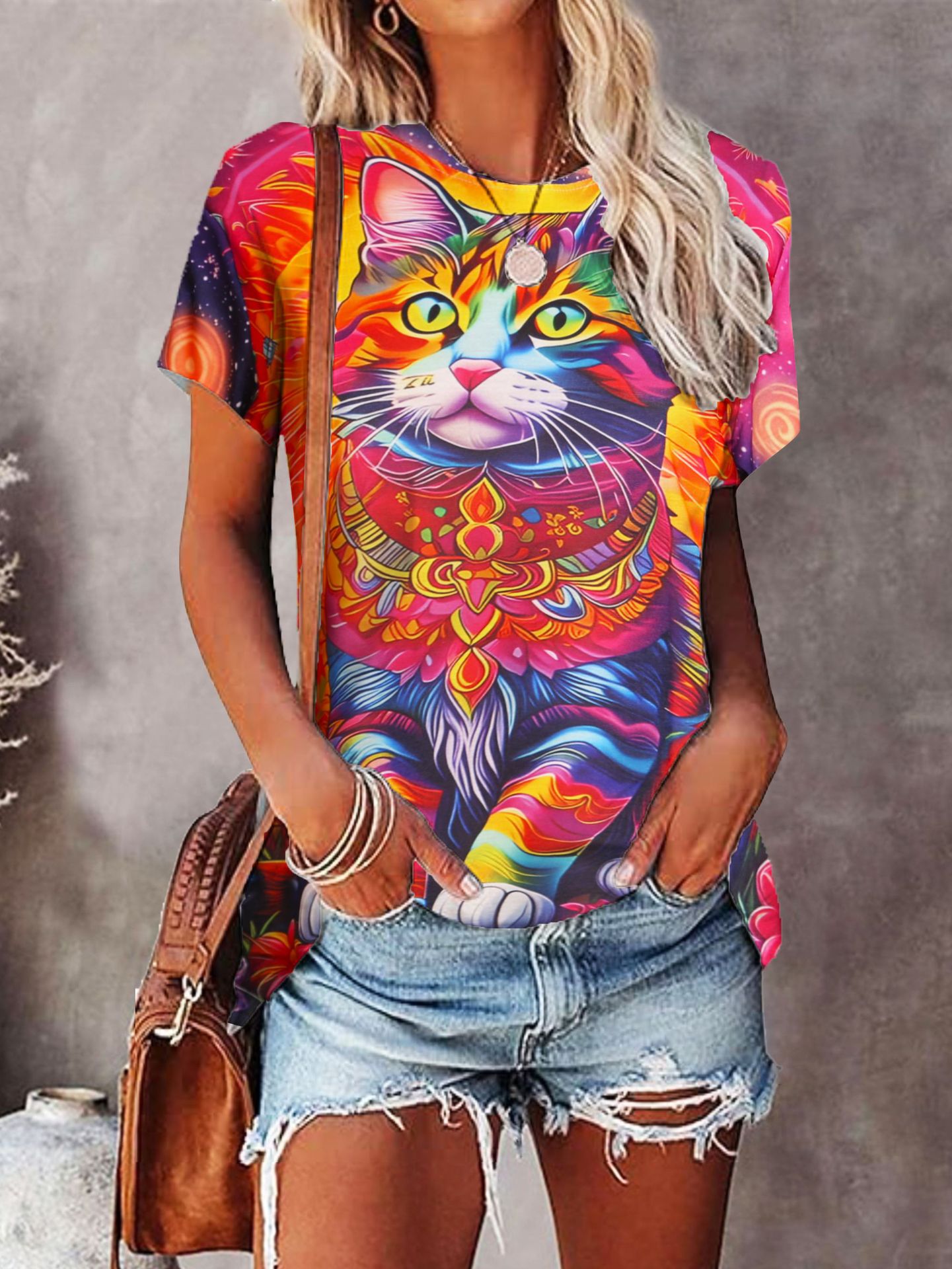 Women's T-shirt Short Sleeve T-Shirts Simple Style Cat display picture 3