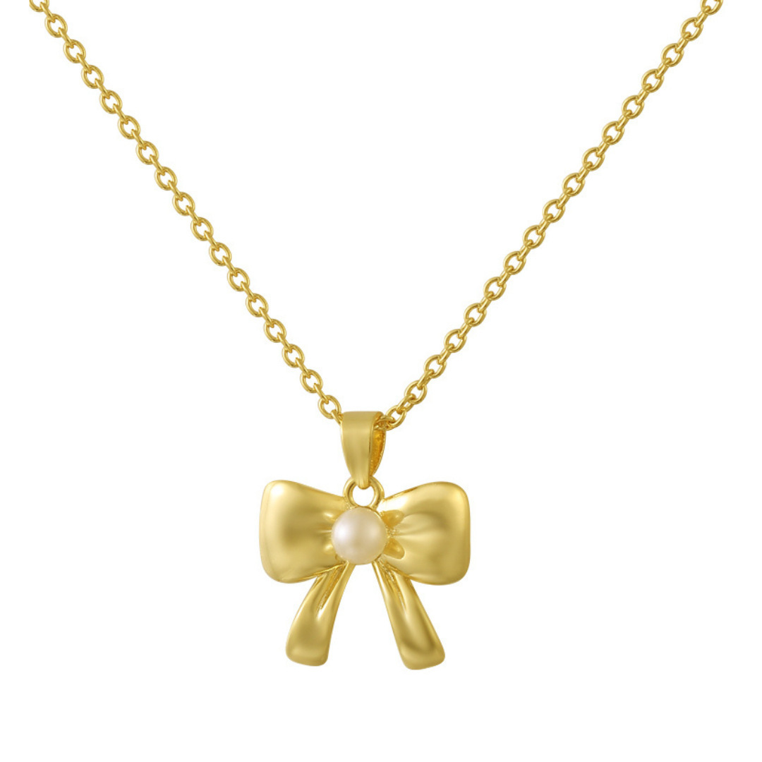 Kupfer Vergoldet Elegant Einfacher Stil Überzug Inlay Einfarbig Perle Halskette Mit Anhänger display picture 2