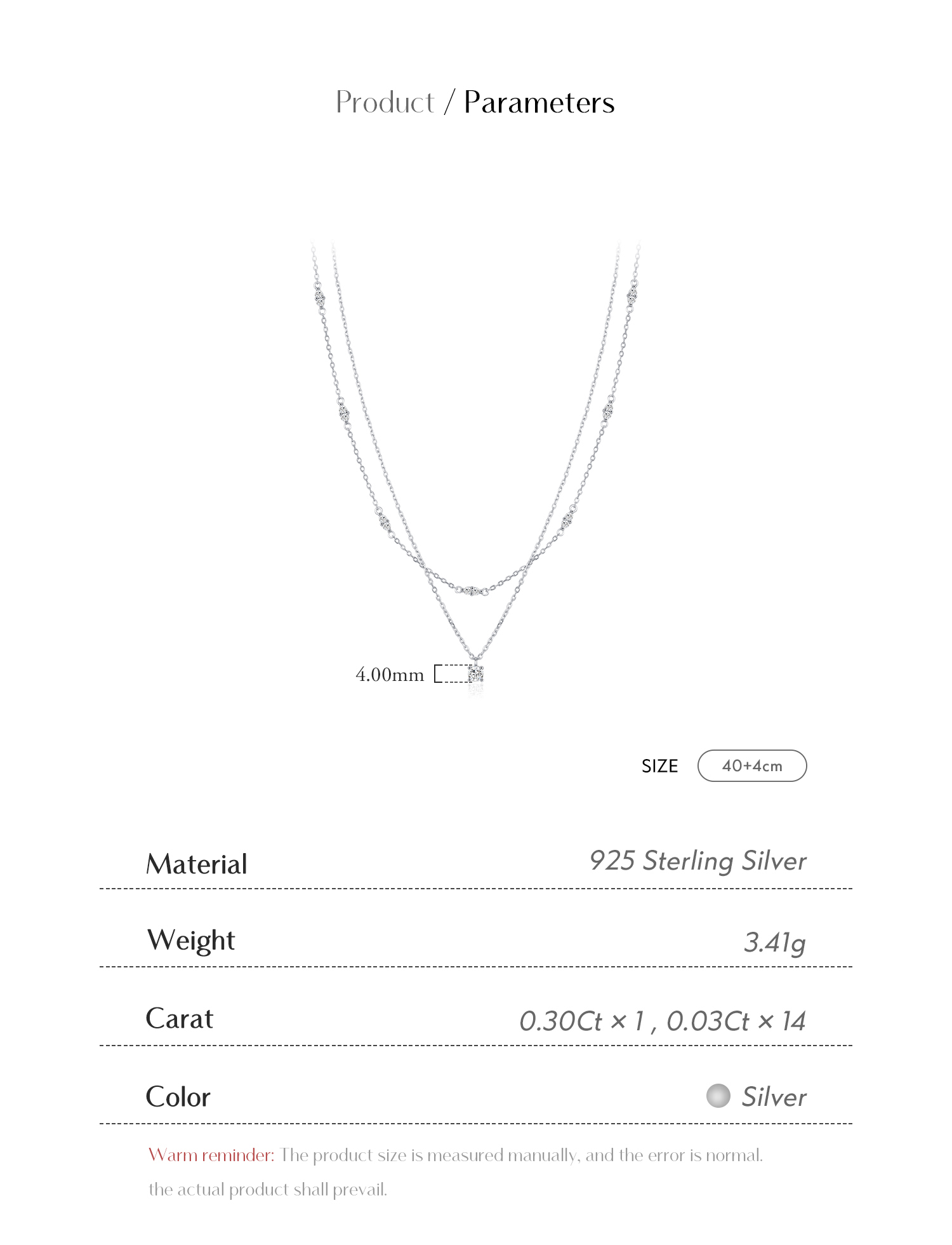 Sterling Silber Versilbert Elegant Süss Überzug Inlay Runden Moissanit Geschichtete Halskette display picture 8