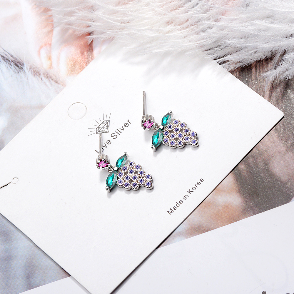 1 Pair Simple Style Classic Style Grape Inlay Copper Zircon Drop Earrings display picture 2