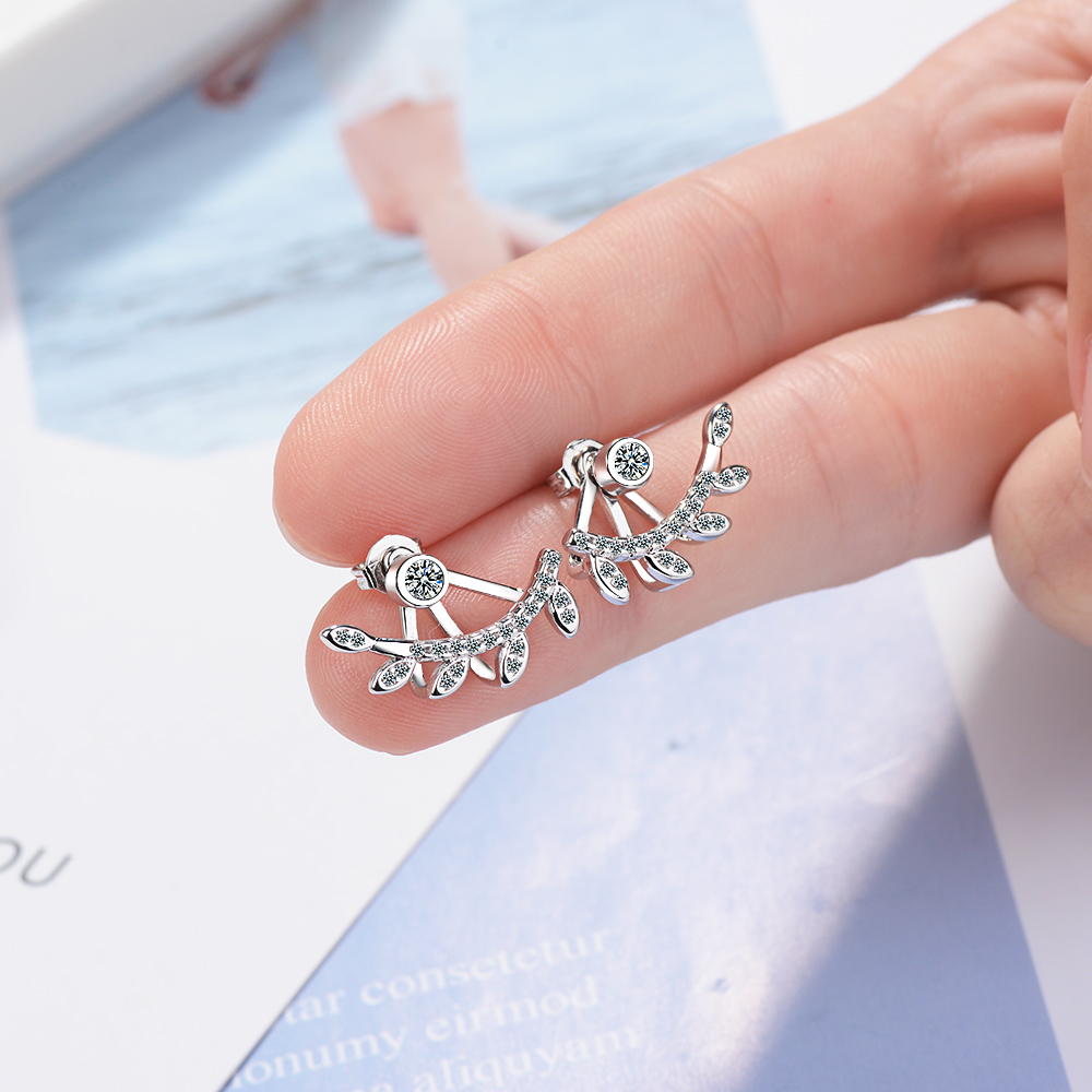 1 Pair IG Style Lady Modern Style Leaf Inlay Copper Rhinestones Ear Studs display picture 6
